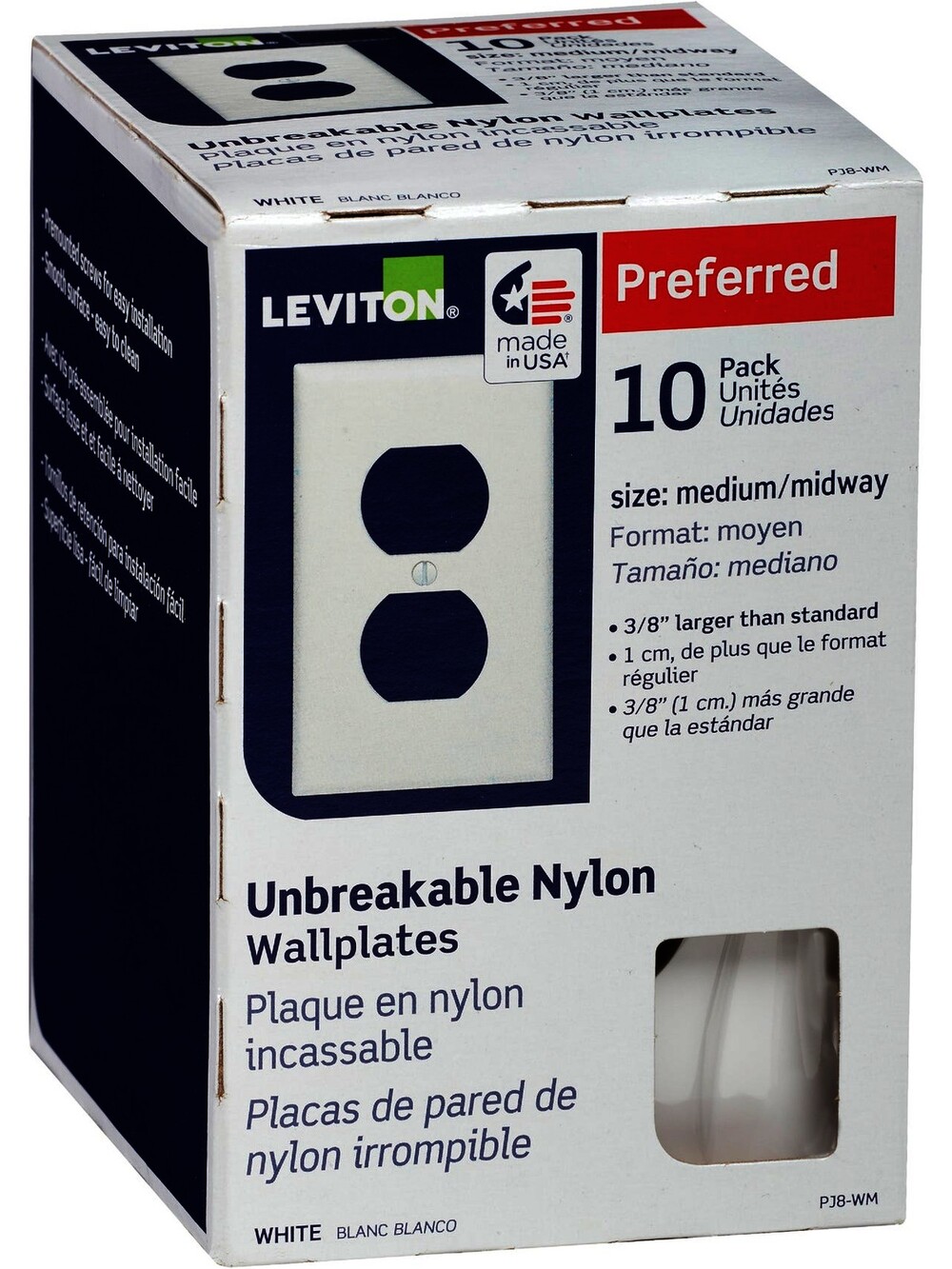 Leviton Duplex Single Gang Midway Wall Plate White 10-Pack